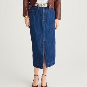 NWT J. Crew Denim Midi Skirt 100% Cotton in Rinse Wash Women’s Size 30